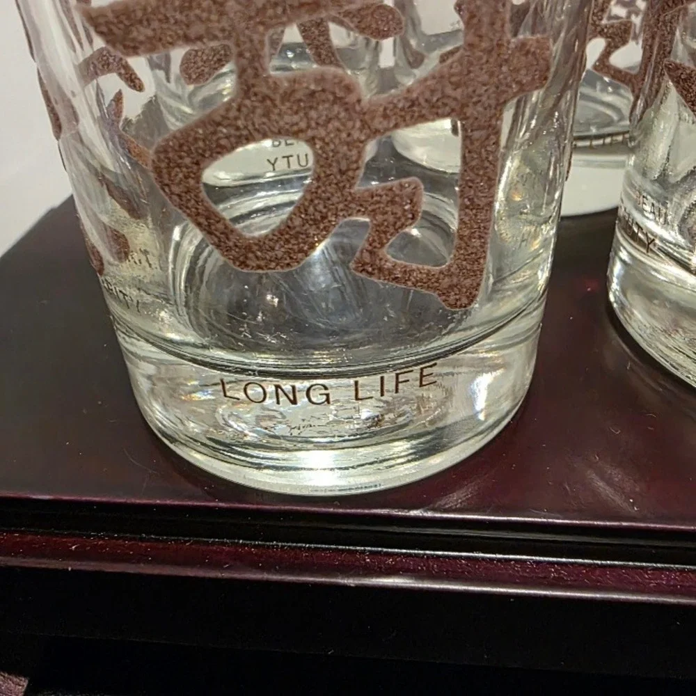 Libbey Mandarin Fortune Glasses, Highball Textured Barware, Set of 5, MCM, Gold